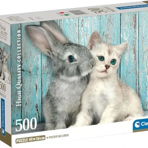 Clementoni Puzzle +Poster: Cat And Rabbit 500 Pcs