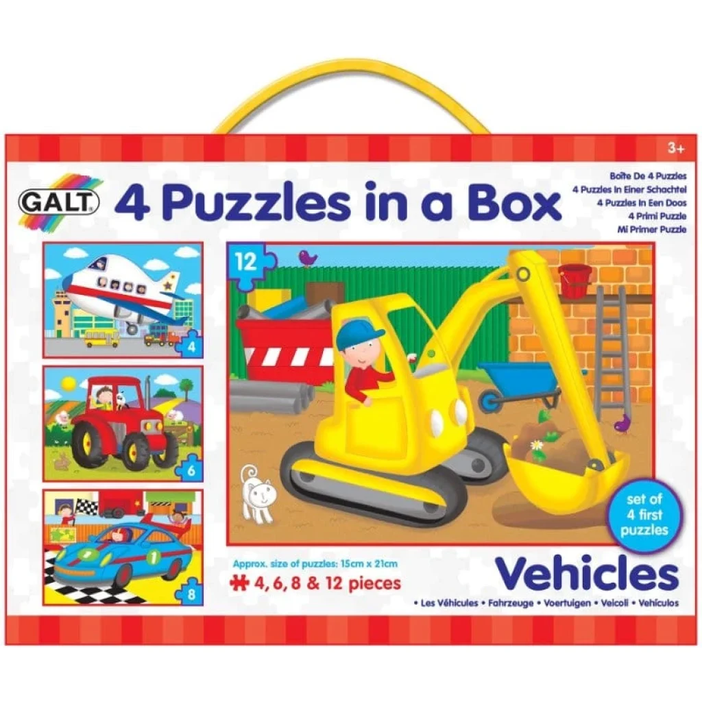 Galt 4 Puzzles In a Box - Vehicles