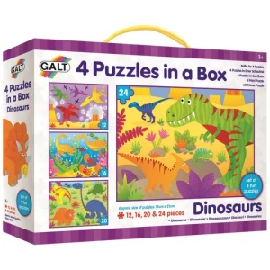 Galt 4 Puzzles In A Box Dinosaurs