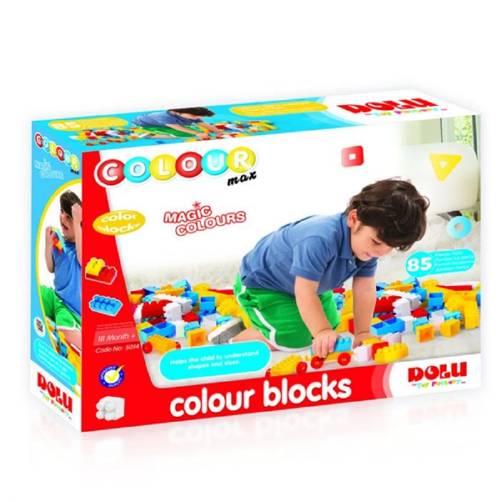 Dolu Colour Blocks Construction Bricks - 85 Pieces - Junior's Toyshop