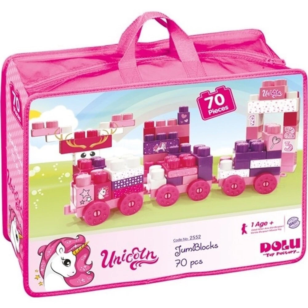 Dolu Unicorn Pink Big Building Blocks Bag - 70 Pcs