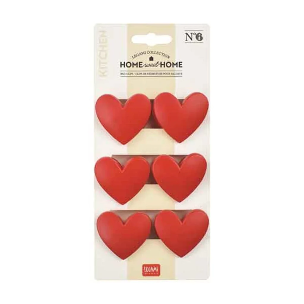 Bag Clips x 6 Pcs - Heart