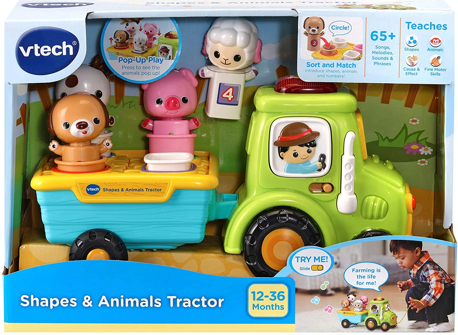 Vtech Shapes And Animals Tractor - Junior's Toyshop