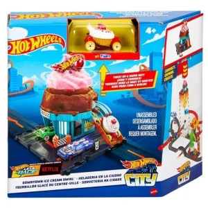 Hot Wheels City Downtown Ice Cream Swirl Playset