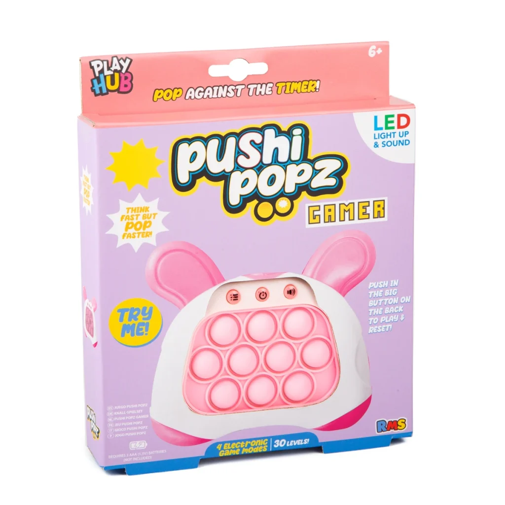 Pushi Popz Gamer LED Light-Up Fidget Game - Bunny