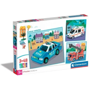 Clementoni Rescue Vehicles 3x48 Pcs