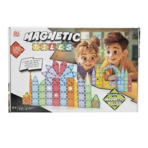 Magnetic Tile Construction Set With 100 Pieces