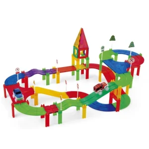 Magnetic Tile Track W/ Led Cars & Curves
