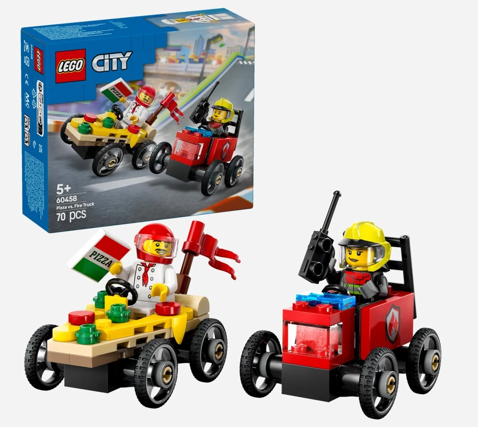 LEGO 60458 City Pizza Vs Fire Truck Race Car Pack