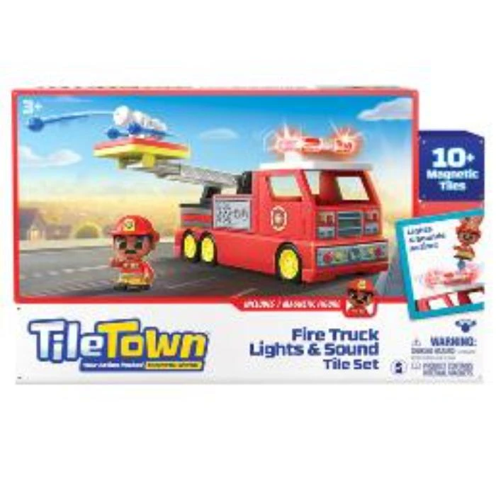 Tile Town Fire Truck Magnetic Construction Set
