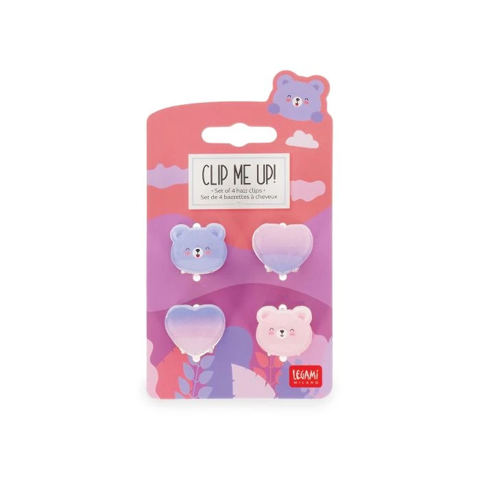 Clip Me Up! - Set Of 4 Mini Hair Clips - Teddy