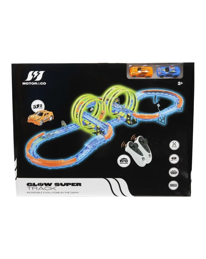 Glow Racer 375 Rail Car Track Set