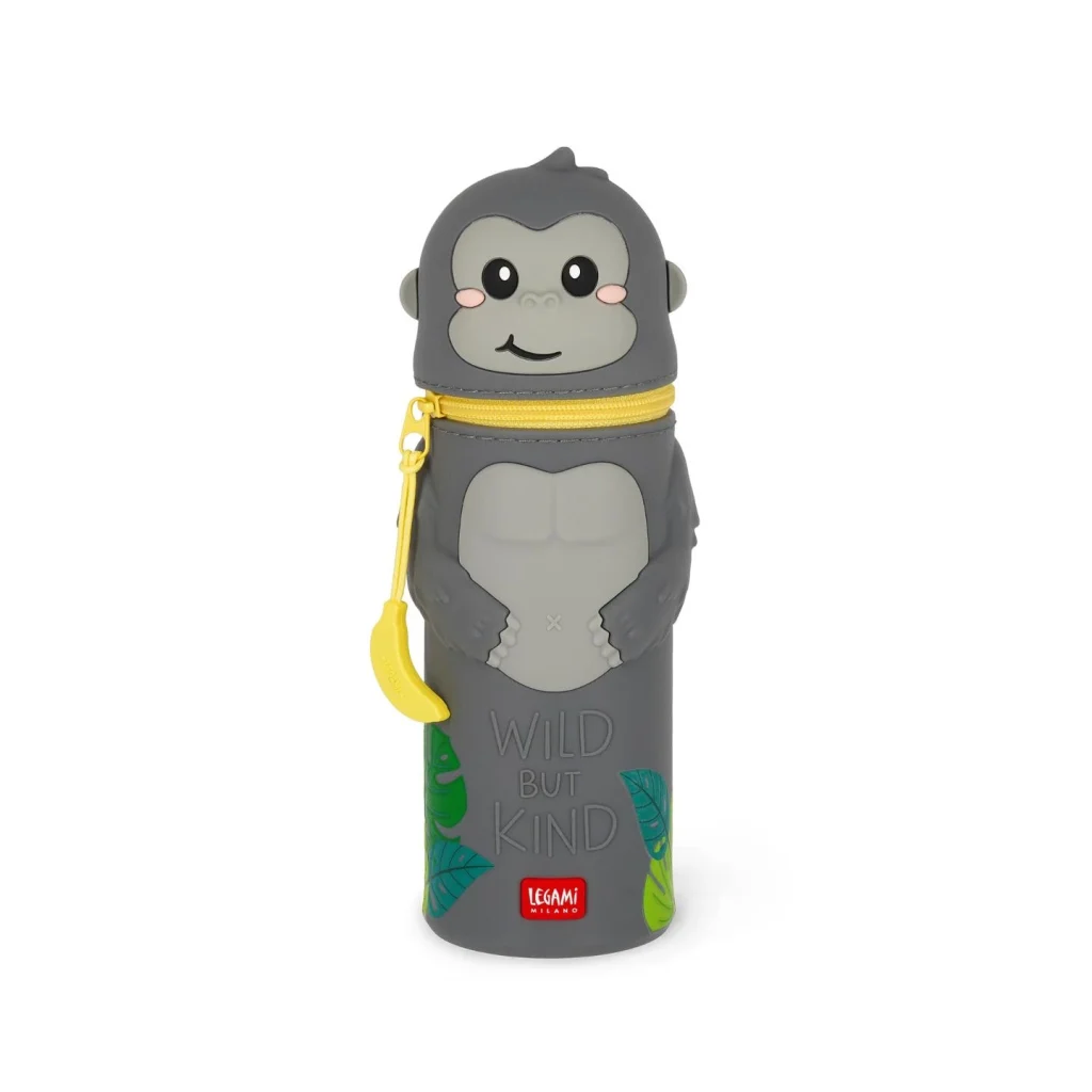 Kawaii - 2-In-1 Silicone Pencil Case - Gorilla